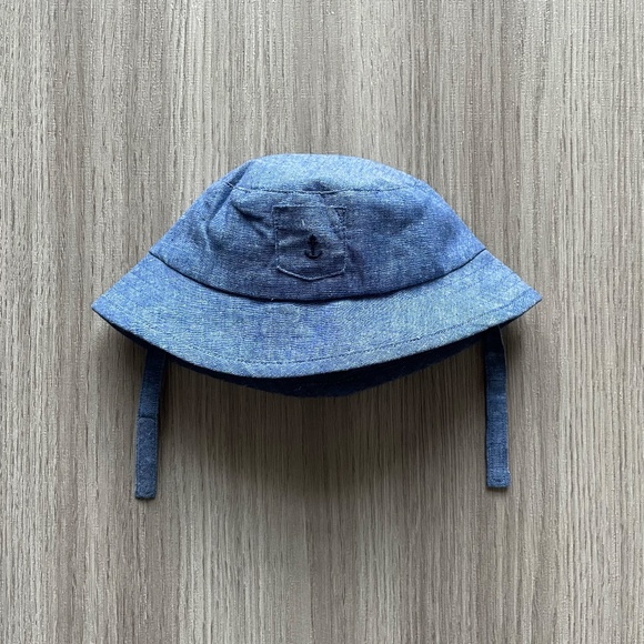 NWT Janie and Jack Linen Chambray Bucket Hat Blue 6-12 Months - Picture 2 of 6
